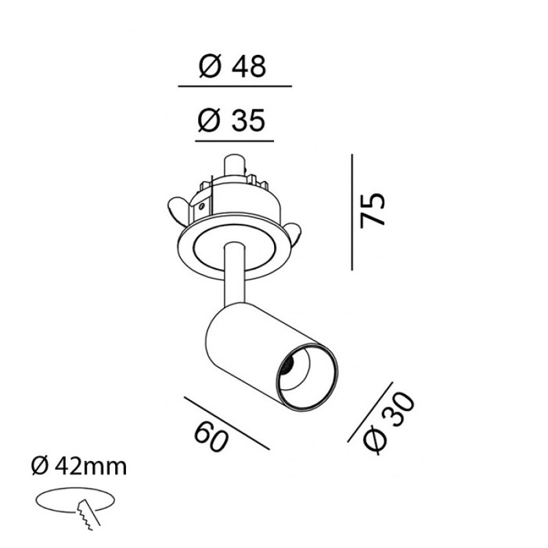 Спот - LTX 01.3905.7.930.WHB Nano Tub S Trim, 4.5 Вт, 491 лм, 3000K