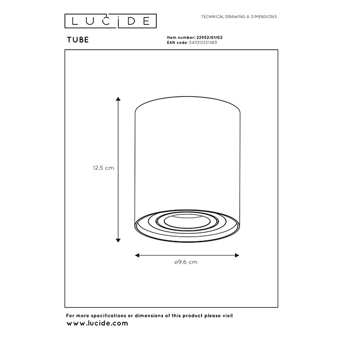 Точковий світильник Lucide 22952/01/02 Tube