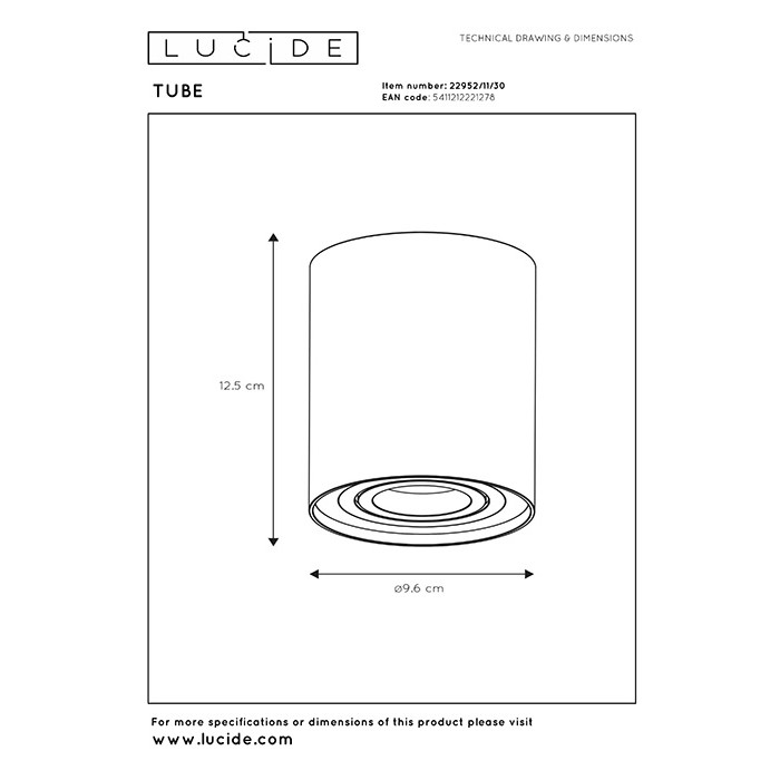 Точковий світильник Lucide 22952/11/30 Tube