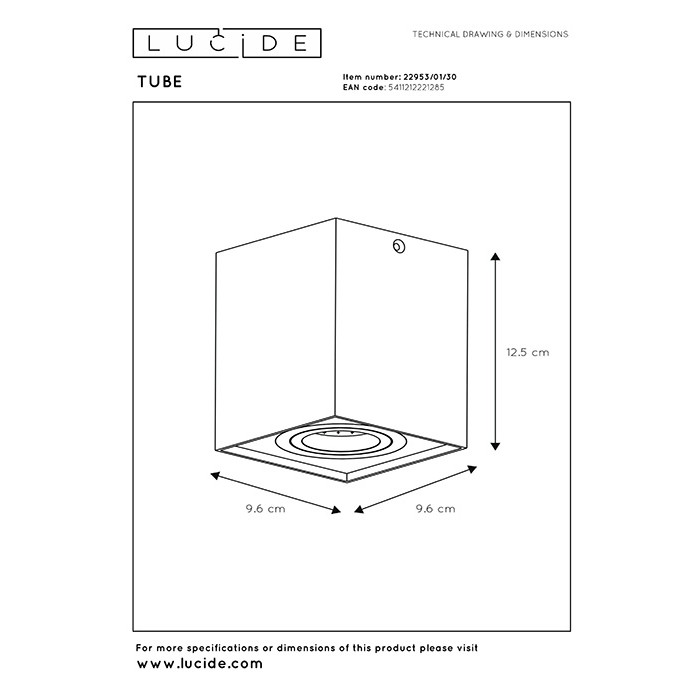 Точковий світильник Lucide 22953/01/30 Tube 82953/01/30