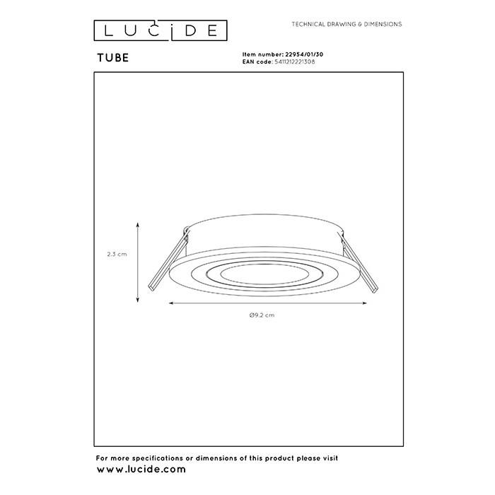 Точковий світильник Lucide 22954/01/30 Tube