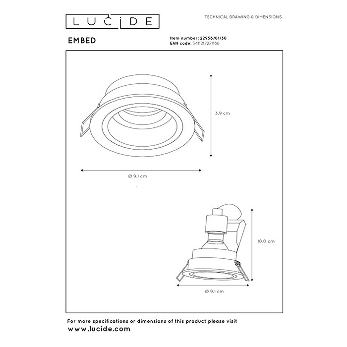 Точковий світильник Lucide 22958/01/30 Embed