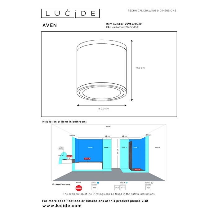 Точковий світильник Lucide 22962/01/30 Aven