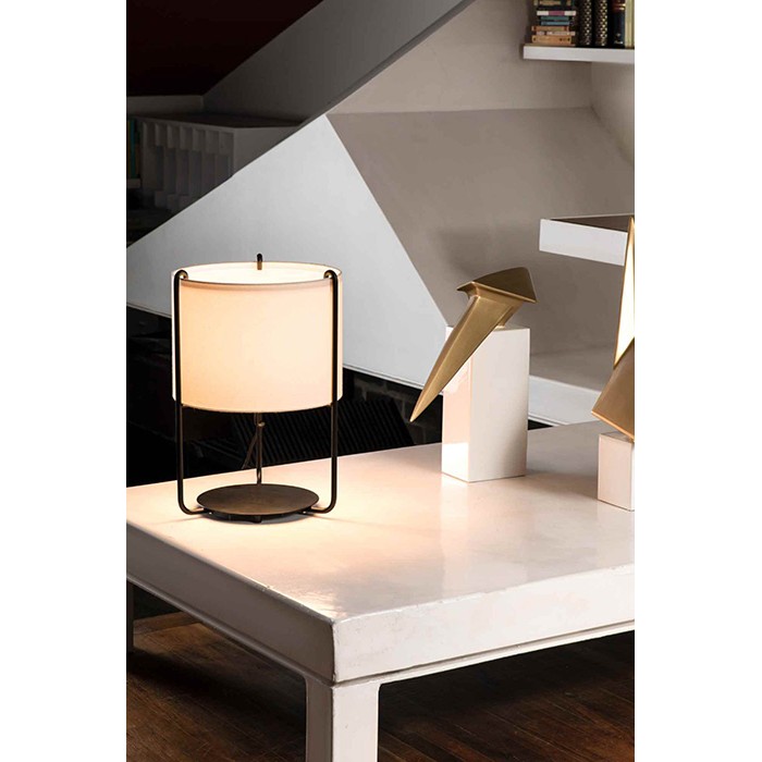 Настольная лампа Faro 24020-31 DRUM Black/beige table lamp