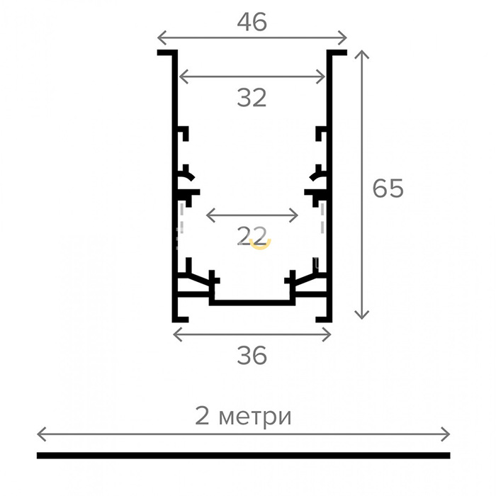 Трековий шинопровід 36 Elekomp Track Врізний Трек 2м 245472