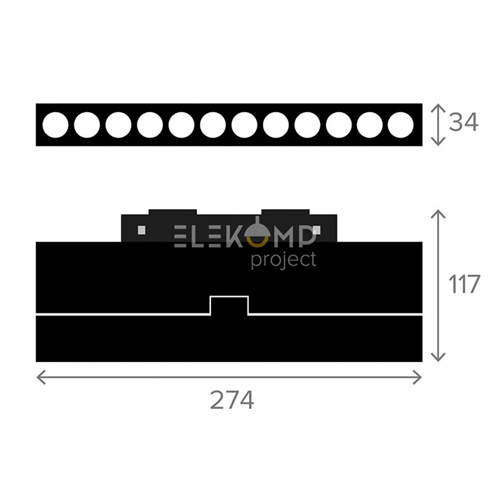 Трековий світильник Elekomp Track Світильник Книга 30° 3000К DIMM 246324