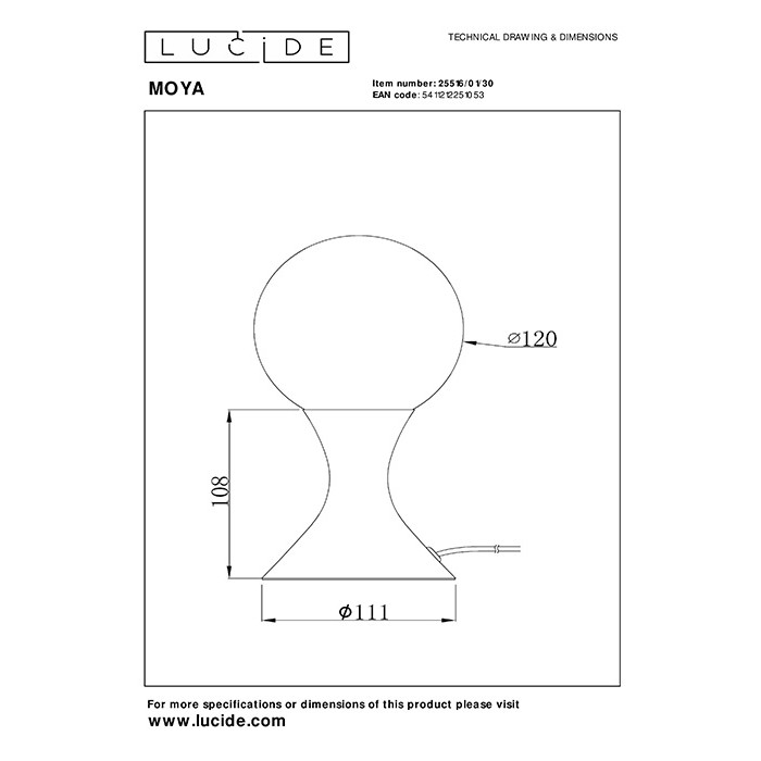 Настольная лампа Lucide 25516/01/30 Moya
