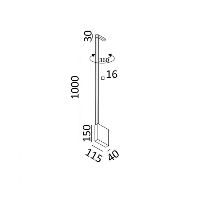 Настінний світильник LTX 10.1000.10.930.BK Rod, 10.5 Вт, 630 лм, 3000K