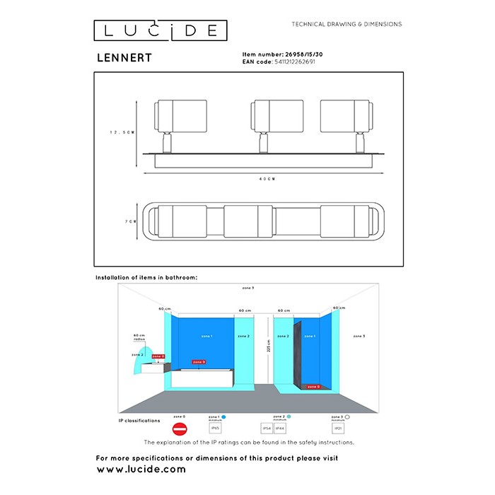 Спот - Lucide 26958/15/30 Lennert Спот - Lucide 26958/15/30 Lennert