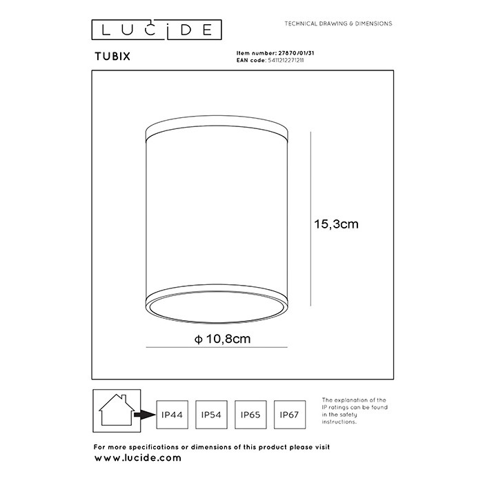 Точечный светильник Lucide 27870/01/31 Tubix