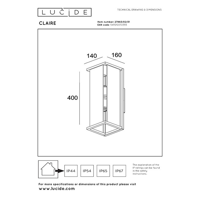Настінний світильник Lucide 27883/02/31 Claire