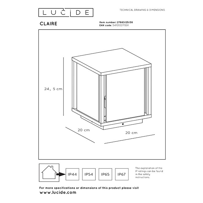 Парковий світильник Lucide 27883/25/30 Claire
