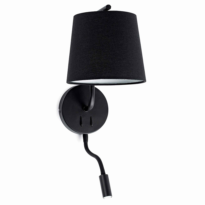 Бра - Faro 29330 BERNI Black wall lamp with reader