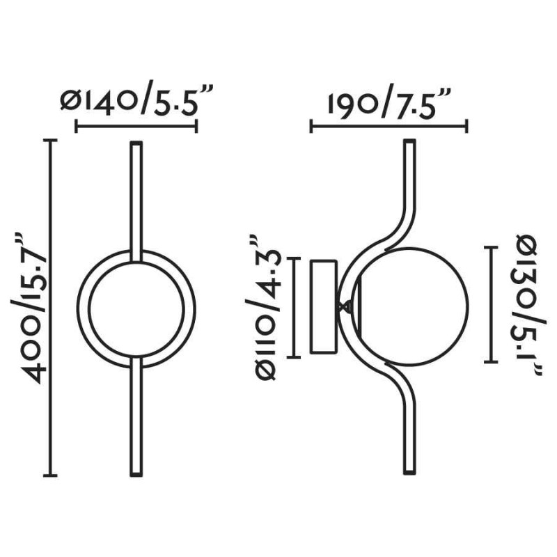 Бра - Faro 29695 Le Vita Black wall lamp, 6 Вт, 570 лм, 2700K