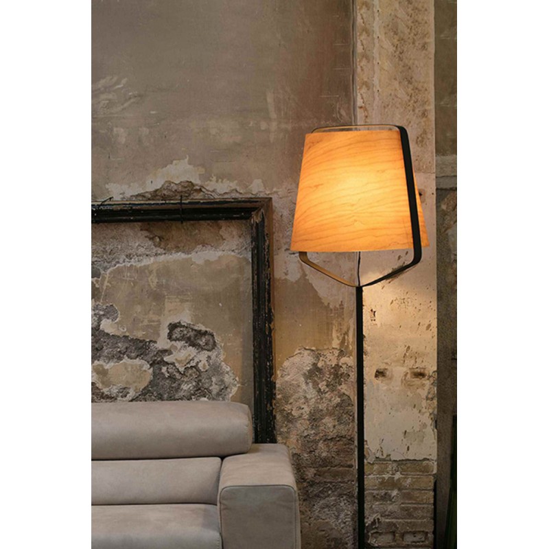 Торшер - Faro 29847 STOOD Black and wood floor lamp