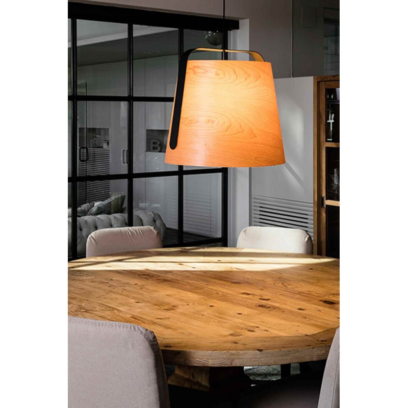 Подвесной светильник Faro 29848 STOOD Black and wood pendant lamp