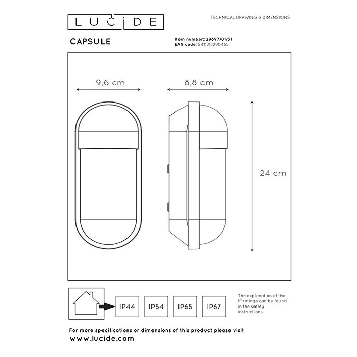 Настенный светильник Lucide 29897/01/31 Capsule