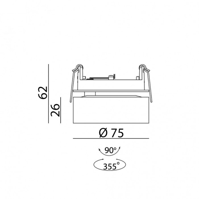 Світильник вбудований стельовий LTX SOL IN MINI, D75mm, H26mm, LED 7W, 4000K, чорний/мідь (01.7526.7.940.BK/CP)