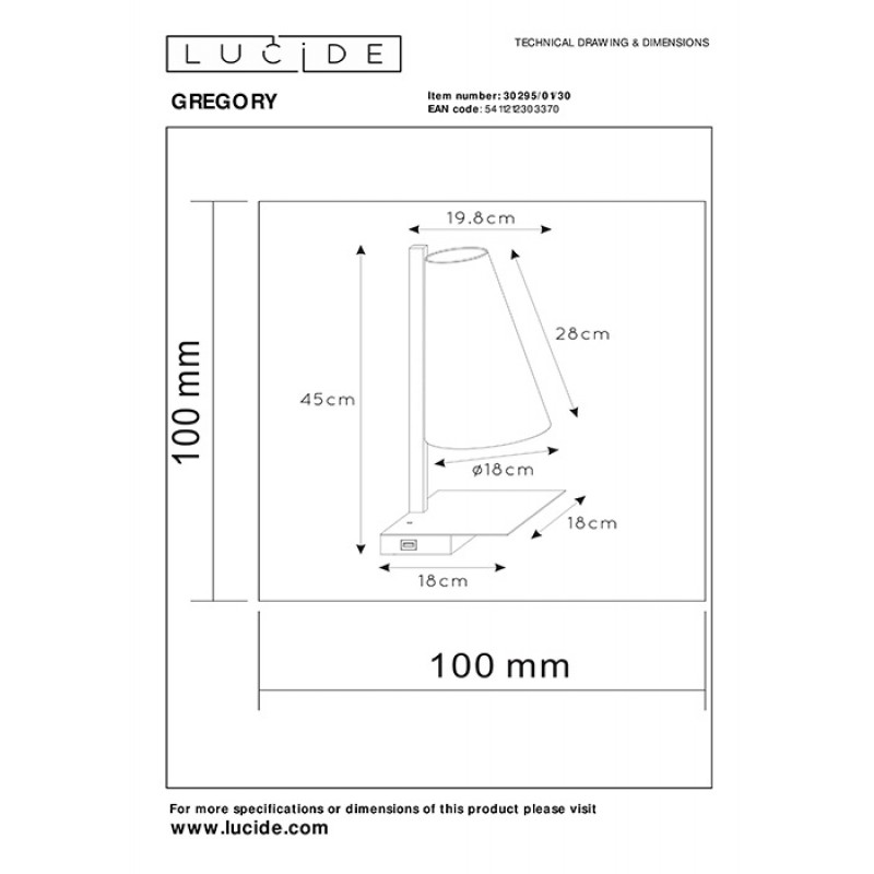 Настільна лампа Lucide 30295/01/30 Gregory
