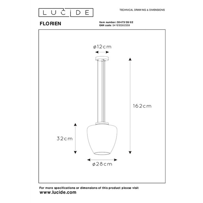 Подвесной светильник Lucide 30473/28/62 Florien