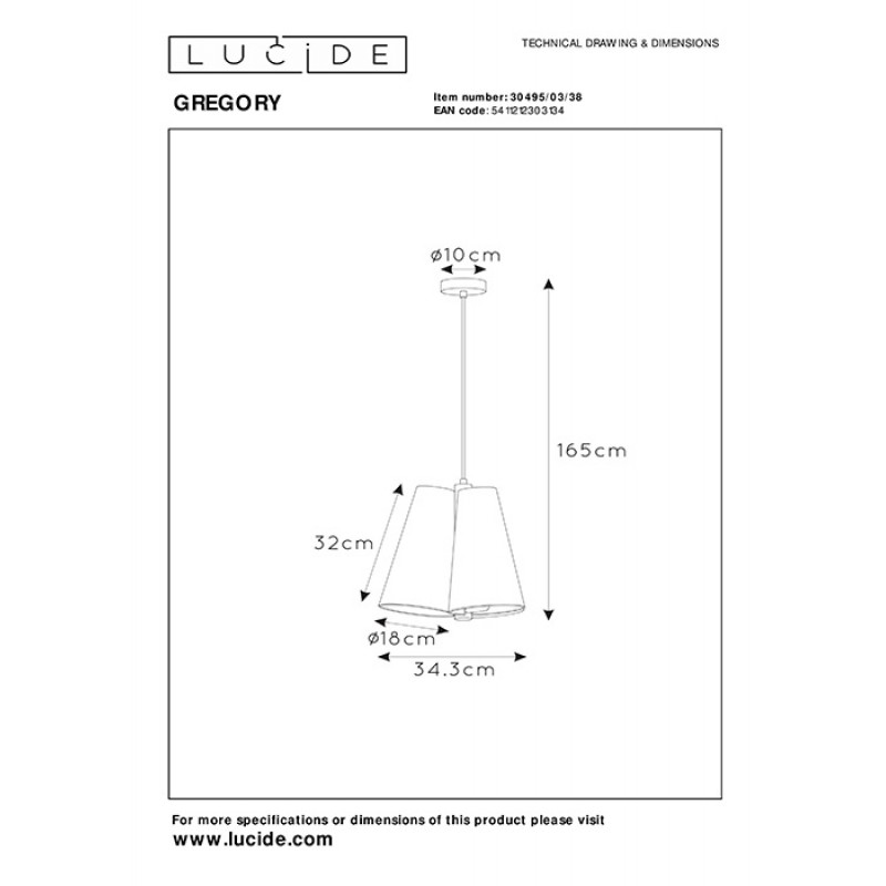 Підвісний світильник Lucide 30495/03/38 Gregory