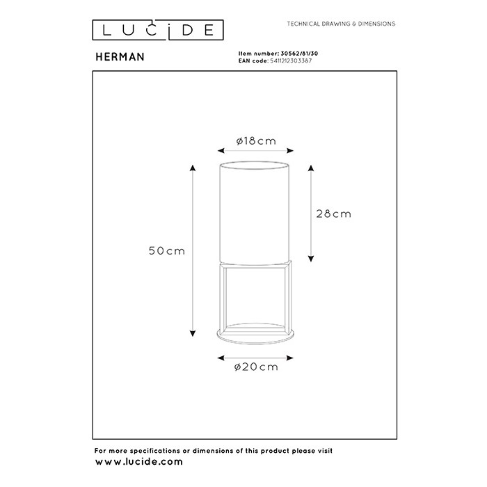 Настольная лампа Lucide 30562/81/30 Herman