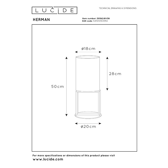 Настольная лампа Lucide 30562/81/38 Herman