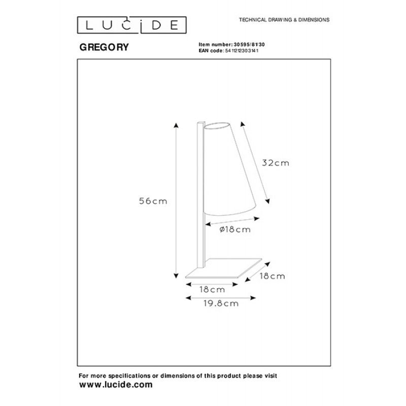 Настільна лампа Lucide 30595/81/30 Gregory