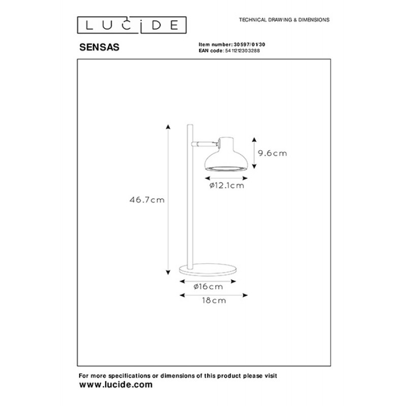 Настольная лампа Lucide 30597/01/30 Sensas