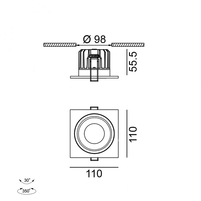 Точковий світильник LTX 01.6490F1.10.940.WH Rio A F1, 9 Вт, 924 лм, 4000K