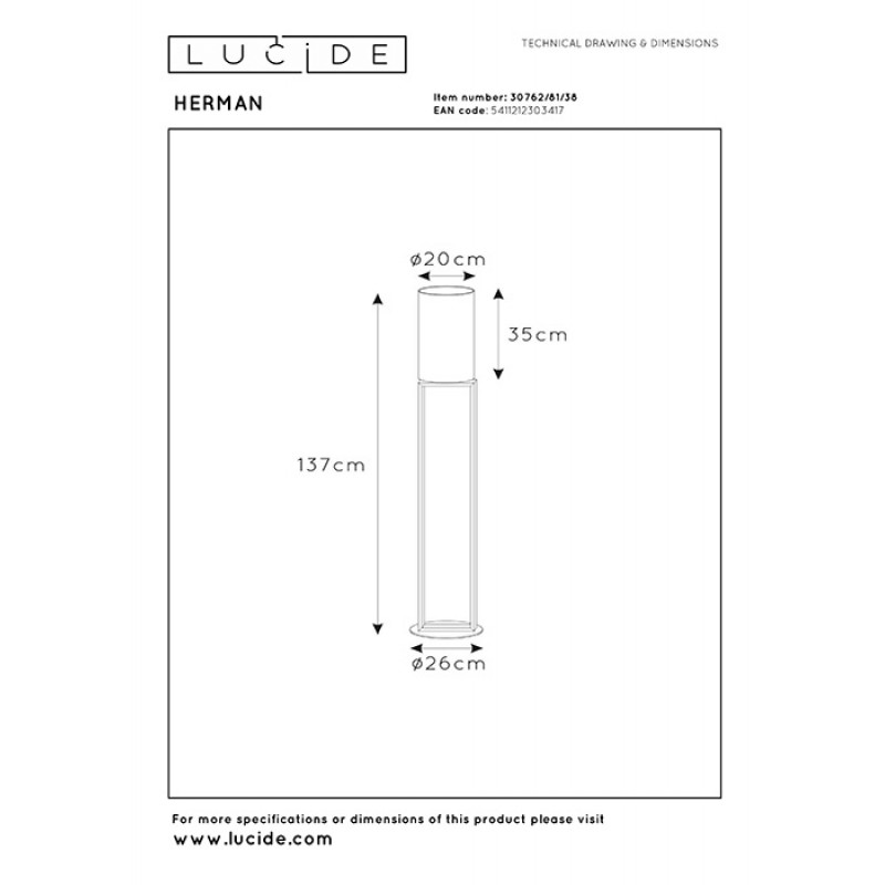 Торшер Lucide 30762/81/38 Herman