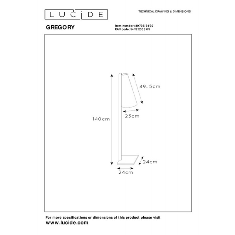 Торшер Lucide 30795/81/30 Gregory