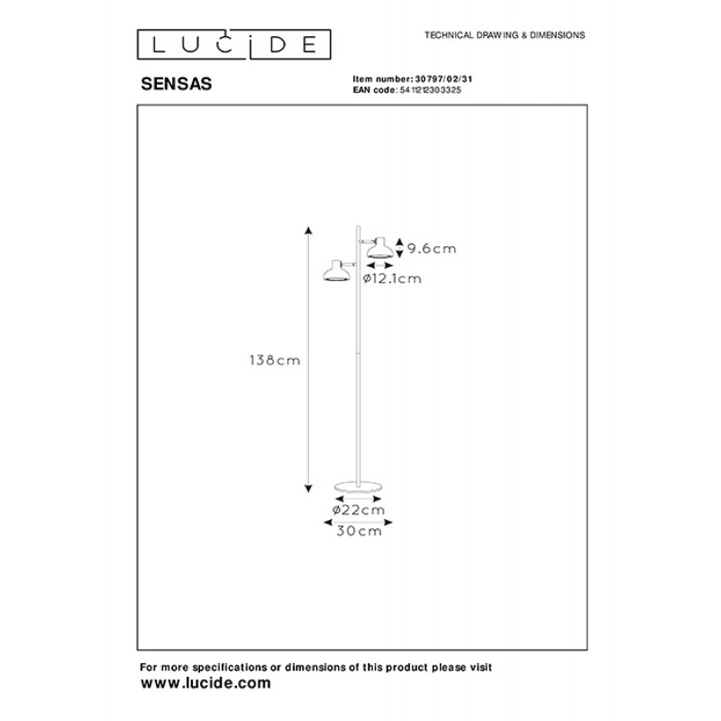 Торшер Lucide 30797/02/31 Sensas