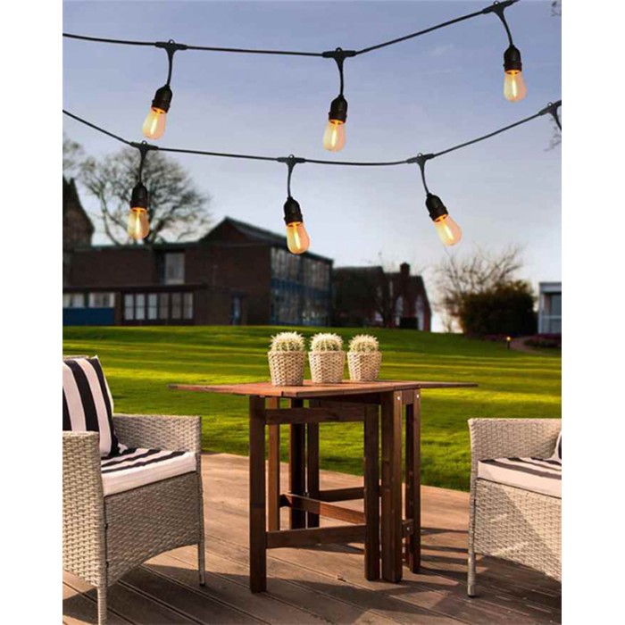 Гірлянда Goldlux 308191 Party F E27 10x6W 2200K 80Lm IP44 чорна з лампочками