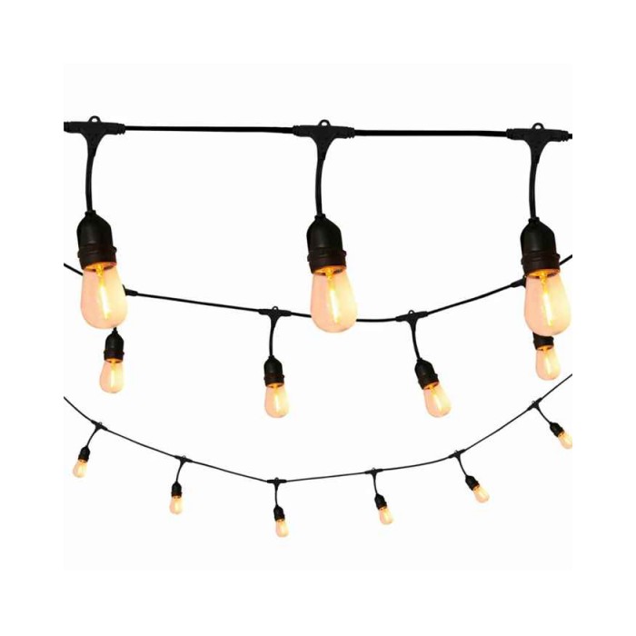 Гірлянда Goldlux 308191 Party F E27 10x6W 2200K 80Lm IP44 чорна з лампочками