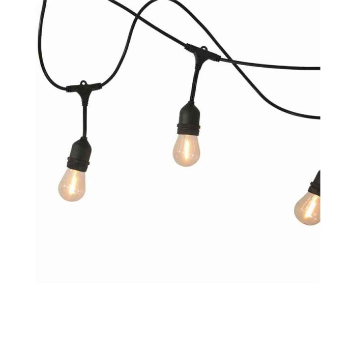 Гірлянда Goldlux 308191 Party F E27 10x6W 2200K 80Lm IP44 чорна з лампочками