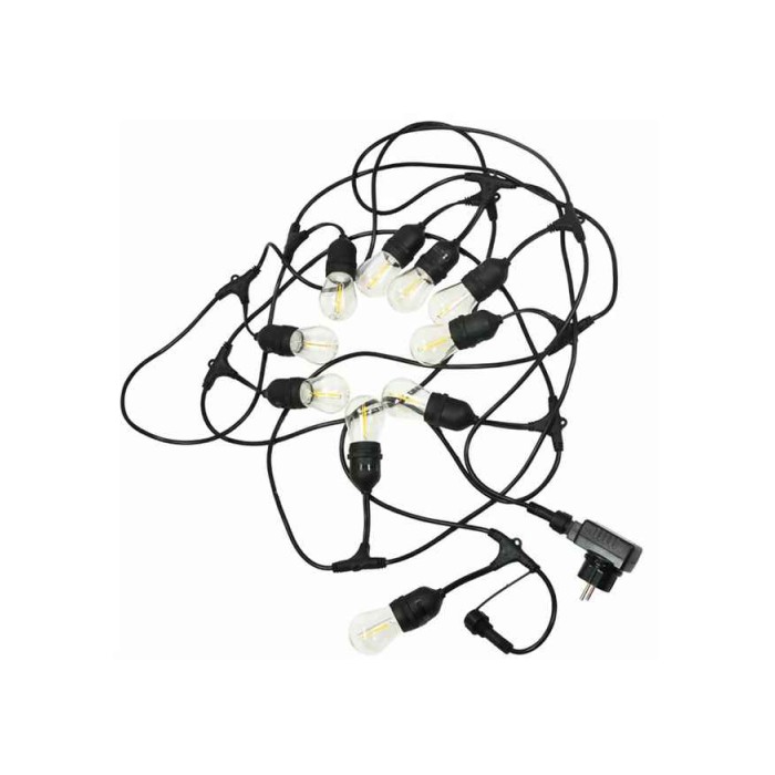 Гірлянда Goldlux 308191 Party F E27 10x6W 2200K 80Lm IP44 чорна з лампочками
