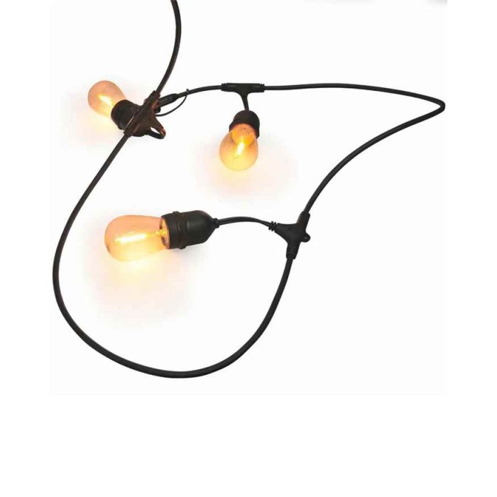 Гірлянда Goldlux 308191 Party F E27 10x6W 2200K 80Lm IP44 чорна з лампочками