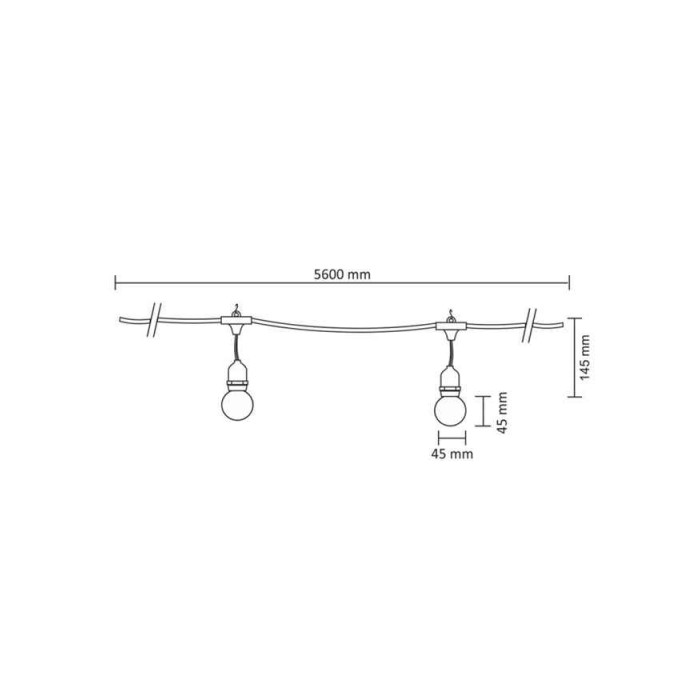 Гірлянда Goldlux 308214 Party C E27 10x6W 3000K 50Lm IP44 з кольоровими лампочками