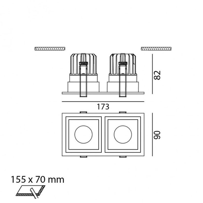 Точечный светильник LTX 01.20F2.20.930.WH Cell 2, 9 Вт, 1848 лм, 3000K