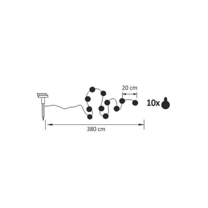 Гирлянда на солнечной батарее Goldlux 309273 Transparent LED 10 3000K IP44