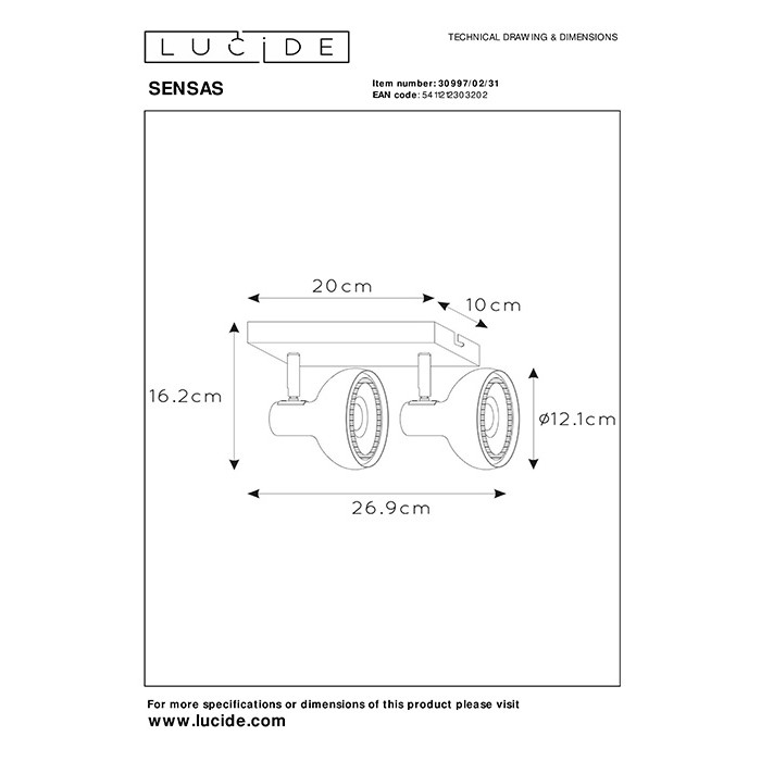 Спот - Lucide 30997/02/31 Sensas Спот - Lucide 30997/02/31 Sensas