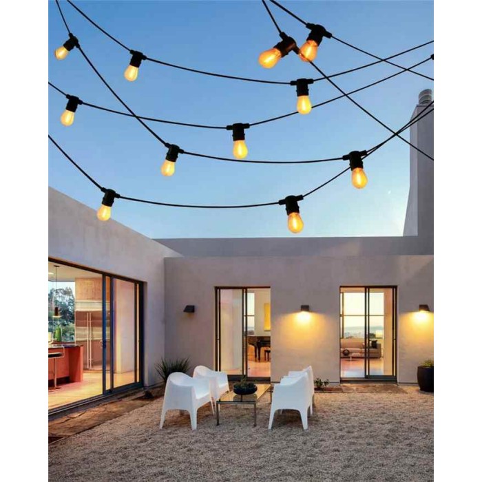 Гірлянда Goldlux 310323 Party F2 E27 10x6W 2200K 80Lm IP44 чорна з лампочками