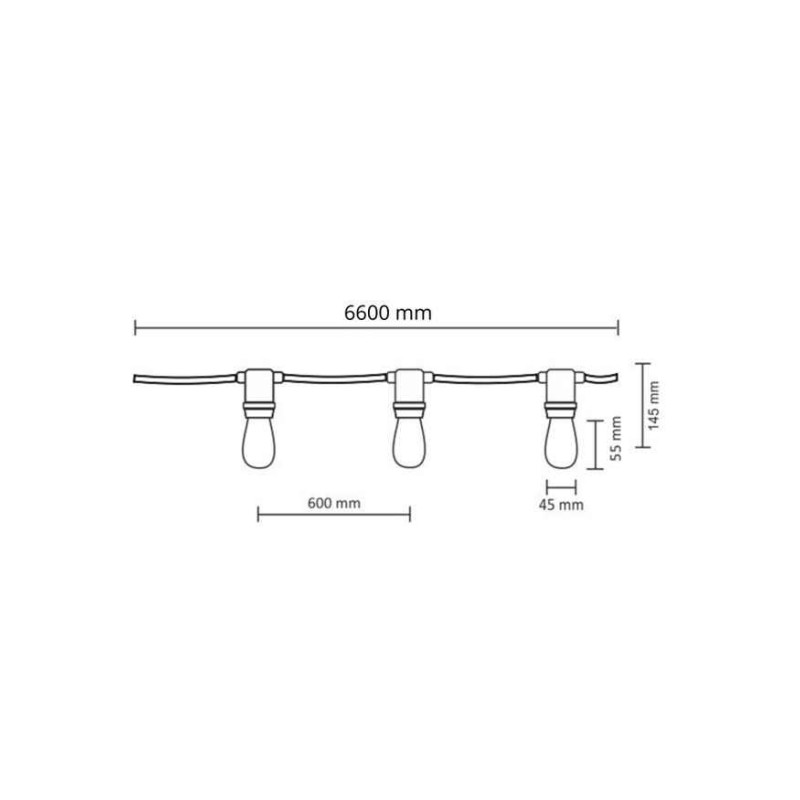 Гірлянда Goldlux 310330 Party M2 E27 10x6W 3000K 50Lm IP44 з білими лампочками.