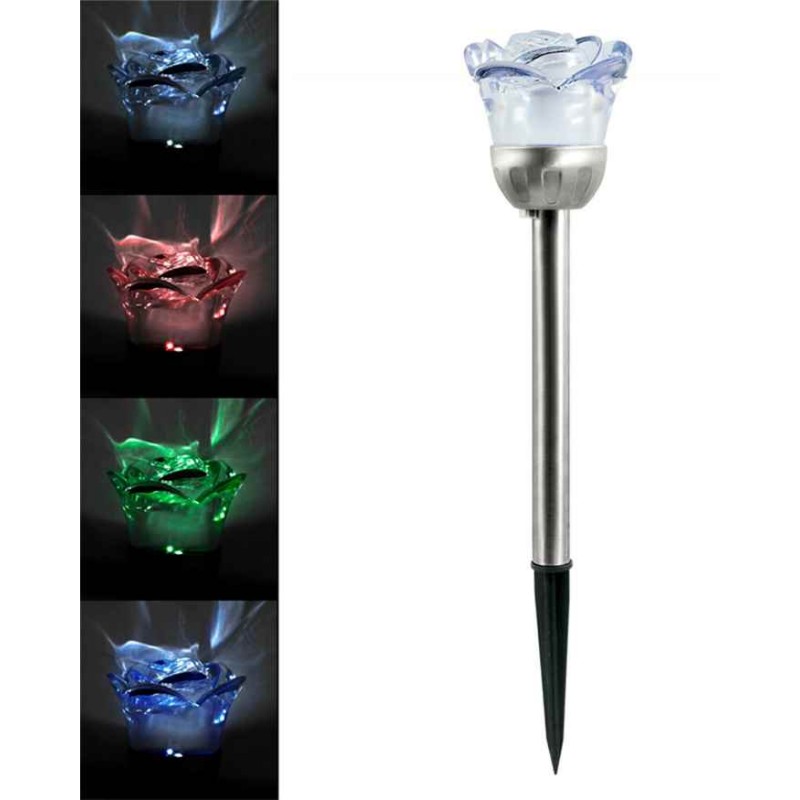 Уличный светильник на солнечной батарее Goldlux 312198 Rose LED RGB IP44 серебристый