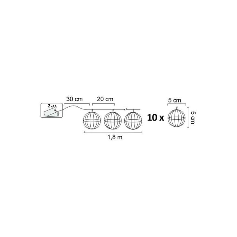 Гірлянда на батарейках Goldlux 312860 Viborg LED 10 2700K IP20 чорна