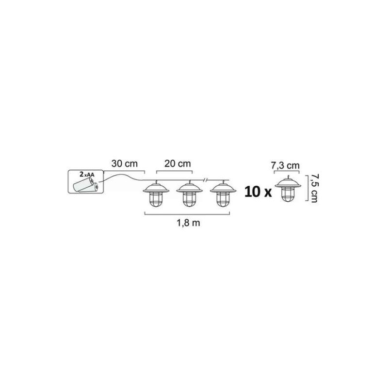 Гірлянда на батарейках Goldlux 312877 Loft LED 10 2700K IP20 біла