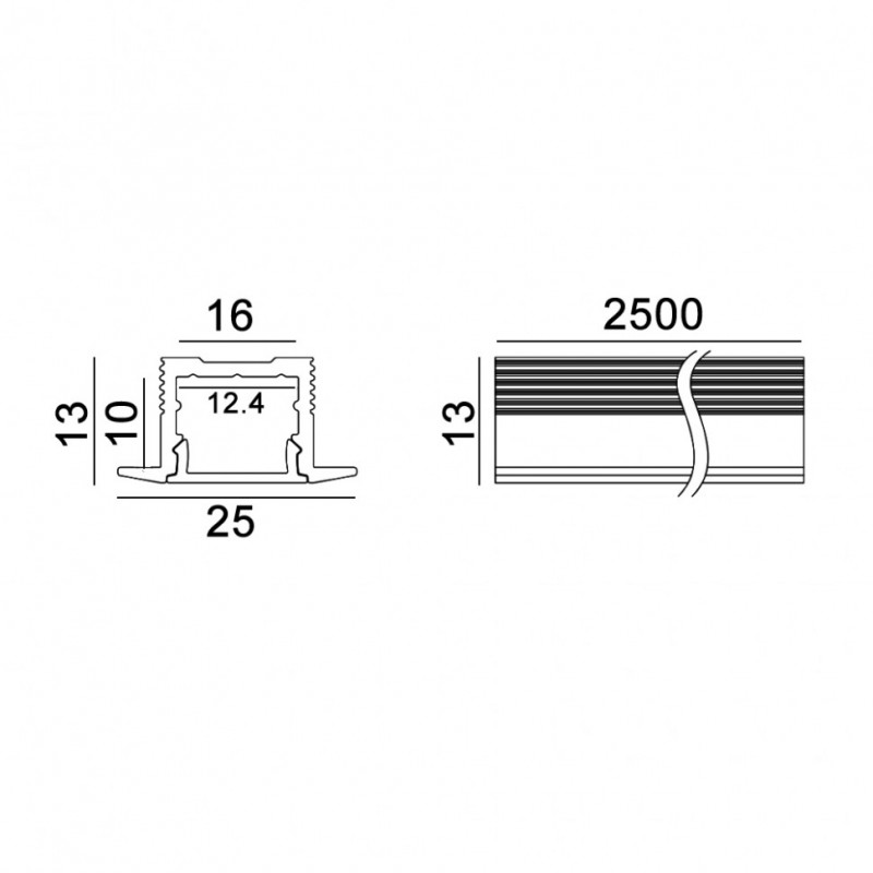 Профиль LTX PROFILE MINI TRIM. L2500mm, h13mm, w25mm (12.2513.25)