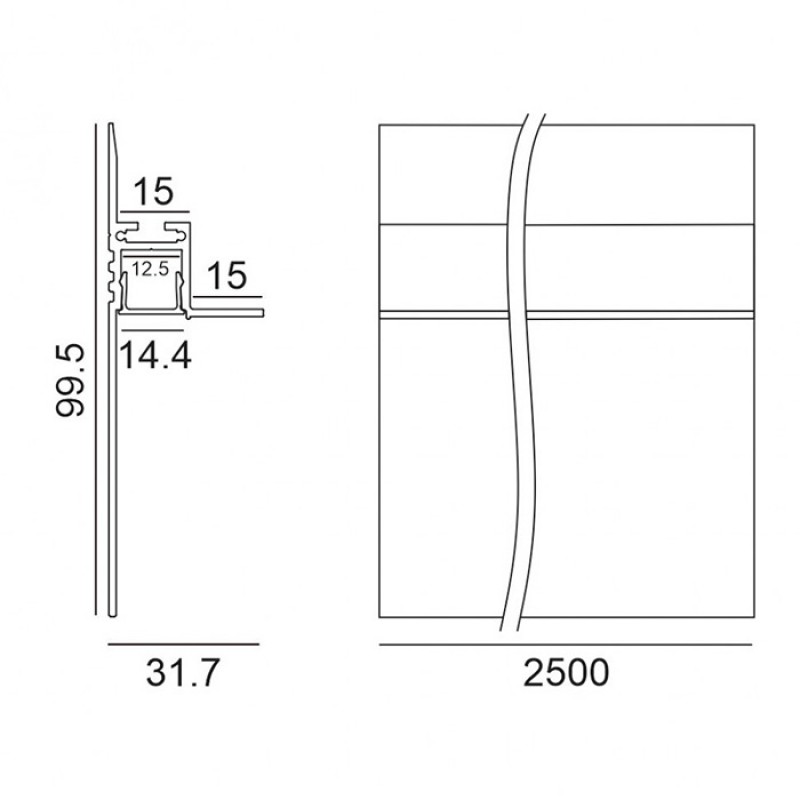 Профиль LTX PROFILE FLOOR, L2500mm, h99.5mm, w31.7mm (12.1032.25)