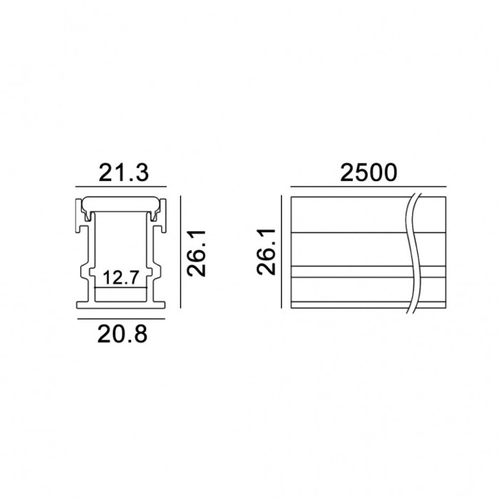 Профиль LTX PROFILE FLOOR IN, L2500mm, h27mm, w21.4mm (12.2127.25)